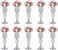 Set of 10 Diamond Crystal Wedding Centerpiece Vases for Tables, 20"/24" Versatile Tall Flower Holders Centerpiece Flower Stands for Wedding Party Reception Dining Room Living Room Décor