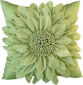 Bella's Giftshop 3D Sunflower Decorative Throw Pillow Covers for Bed Sofa Couch Car, Accent Floral Taffeta Cushion Cover, Handmade Pillow Cases Living Room Decor, 17x17 Inch-Green/Sage
