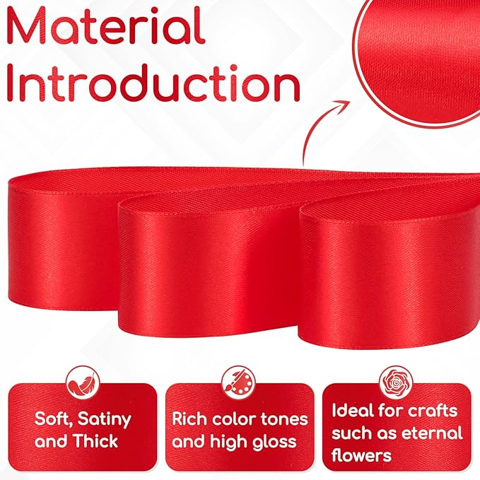 30 Yards Red Ribbon 1-1/2 Inch, Red Satin Ribbon for Gift Wrapping, Flower Bouquet, Crafts, Christmas, Birthday, Wedding and Bow Making