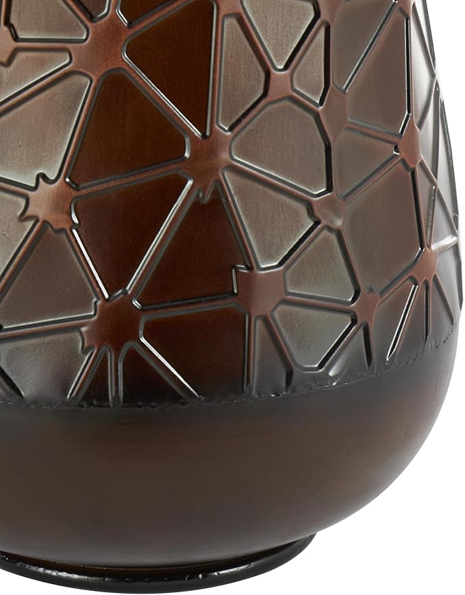 Deco 79 Metal Decorative Vase Tall Teardrop Shaped Centerpiece Vases with Hammered Texture, Set of 3 Vases for Home Decoration 53", 43", 32" H, Dark Brown