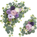 Artificial Wedding Arch Flowers for Wedding Sign,Set of 2 for Wedding Welcome Ceremony Sign,Faux Floral Swags,Wedding, Banquet and Reception Backdrop Floral Decoration (Purple)