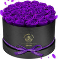 Forever Flowers, 27 Roses in A Box, Real Preserved Roses, Birthday Gift for Women, Mother's Day, Anniversary, Purple Rose