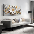 Canvas Wall Art for Living Room Bedroom Office White and Gold Flower Artwork Large Botanical Wall Art Framed Wall Decor Modern Canvas Prints 24x48 In