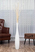 Leewadee Large White Home Decor Floor Vase - Wooden 34 inch Tall Farmhouse Decor Flower Holder for Fake Plant and Pampas Grass