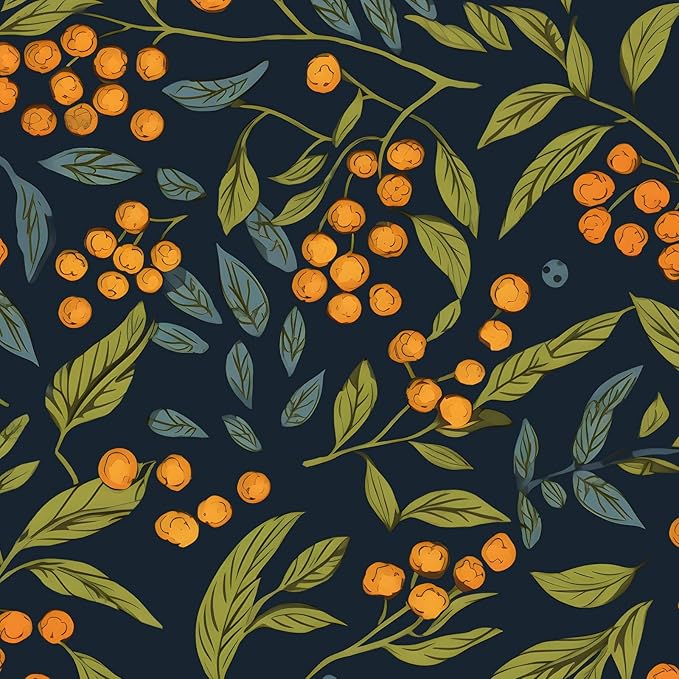 Boho Wallpaper Peel and Stick Floral Contact Paper Leaves Wall Paper for Closet Countertop Cabinet Renter Friendly Removable Self Adhesive Blue Orange Green 17.5 x 196.5In