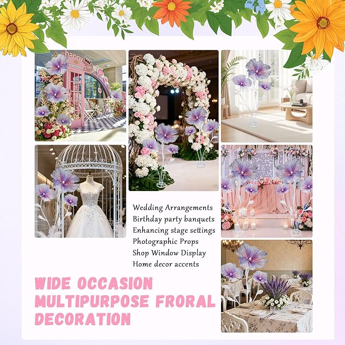 Giant Flowers for Decoration, 5.58 ft Artificial Silk Flower for Wedding Birthday Baby Shower Christmas Party Banquet Background Decor, Home Décor Backdrop Hotel Shop Display Props, Purple Pink