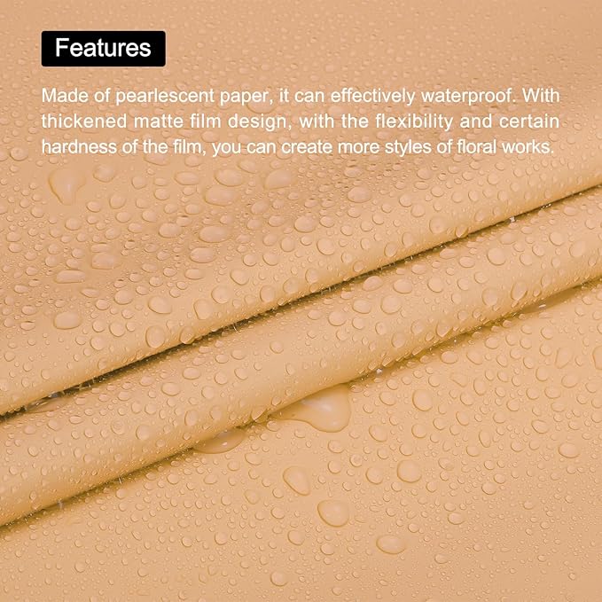MECCANIXITY Pearlescent Film Flower Wrapping Paper 22.8x22.8 Inch Waterproof for DIY Crafts, Gift/Gift Box Packaging Cream Orange Pack of 10
