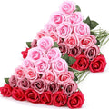 Hotop 40 Pcs Rose Artificial Flowers Bulk with Long Stem,Realistic Silk Fake Roses Bouquet for Home Wedding Centerpieces Party Table Decoration Valentines Gifts(Gradient Pink)