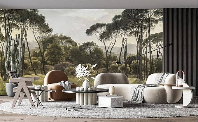 Wall Mural Peel and Stick Vintage Floral Mural- Thick Canvas Waterproof Wallpaper Art for Living Room Bedroom, Large Self-Adhesive Decor (Color-6, 197×120 inch)