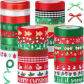 Solsew 32 Rolls 160 Yards Christmas Ribbon for Gift Wrapping 3/8 Inch Holiday Grosgrain Thin Ribbons for Crafts DIY Xmas Satin Decorations for Christmas Tree Gift Bows Scrapbooking Xmas Party Decor