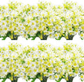 Uieke 12 Bundles Artificial Fake Flowers Outdoors UV Resistant Faux Daisy Mums Silk Flowers Bulk No Fade Shrubs Plants for Indoor Outside Home Wedding DIY Garden Porch Summer Décor (White)