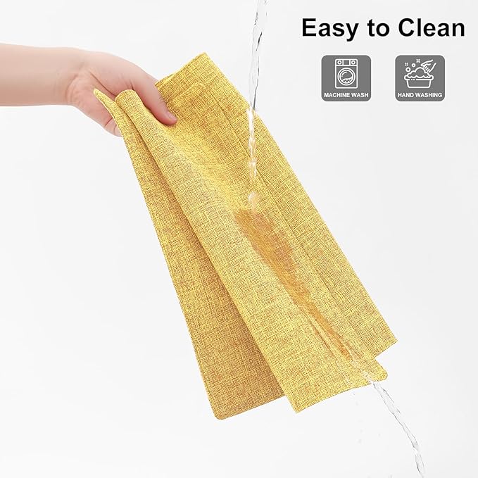 Homaxy Cloths Placemats for Dining Table Set of 4, Heat Resistant Washable Cotton Linen Blend Table Mats, Ideal for Kitchen Party Dining Decoration, 13" x 19", Mustard Yellow