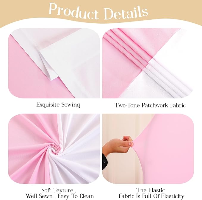 Pink White Arch Backdrop Cover Set of 2 Arch Covers 7.2 and 6ft Wedding Arch Cover Stretchy Backdrop Bridal Baby Shower Birthday Party Arches Stand Covers Spandex