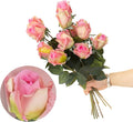 12pcs Half Opened Artificial Rose Buds,17 Inch Real Touch Silk Roses with Partially Opened Flowers, Artificial Flower for Home Décor Centerpiece Wedding Bouquet,Pink