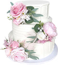 Pre-Made Blush Pink Silk Flowers for Cakes Decorations Pastel Light Pink Artificial Rose Peony Wedding Cake Toppers Decorating Fake Floral Anniversary Birthday Party Arrangements Table
