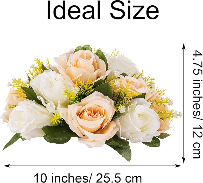 Flower Centerpieces for Wedding Tables: Wedding Table Decorations Peachy Champagne & White Flower Balls Centerpieces for Engagement Cerebration Party Center Pieces 10 Packs