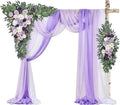 Wedding Arch Flowers Kit (Pack of 5) 2pcs Purple Artificial Floral Swag and 3pcs Draping Fabric for Wedding Flower Arch Decor Ceremony Arbor Reception and Backdrop (Lilac and White)