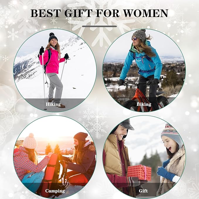 FENELY Women's Knitted Warm Beanie Winter Hat, Warm Chunky Snow Hat with Pompom