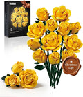 iATOM Yellow Rose Bouquet Building Set, Artificial Flowers Botanical Collection Kit for Adults, Gift for Christmas and Valentines Day, Warmming Home Office Table Centerpiece Decor - IA11019