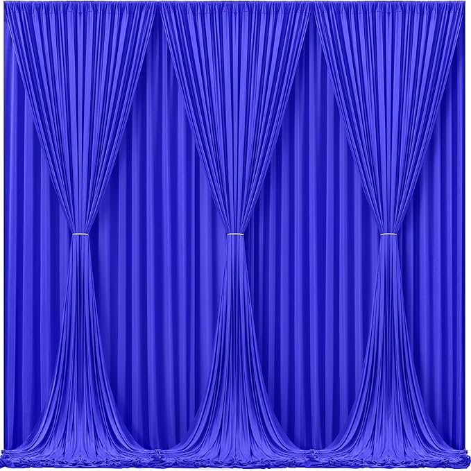 Wish Care Royal Blue Backdrop Curtains - 6 Panels, Wrinkle-Free, Polyester, Photography Drapes for Baby Shower, Birthday Party, Photo Background Backdrop Stand - 24 X 10FT (Royal Blue)