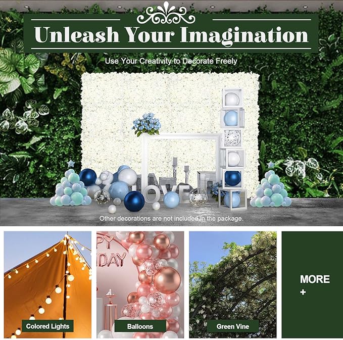 3D Flower Wall Panel, 20pcs White Artificial Floral Wall Backdrop, Realistic Silk Flower Backplanes, Roll Up Fake Flower Background for Valentines Wedding Party Photo Arrangement Decor