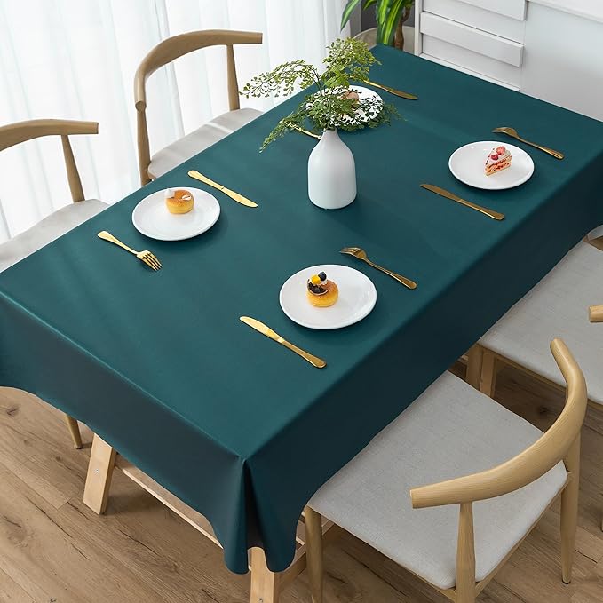 Rectangle Table Cloth,100% Waterproof Tablecloth Oil Proof Spill Proof Vinyl Table Cloth, Wipe Clean Plastic Table Cover for Dining, Camping, Indoor and Outdoor 54" x 102",Navy Blue
