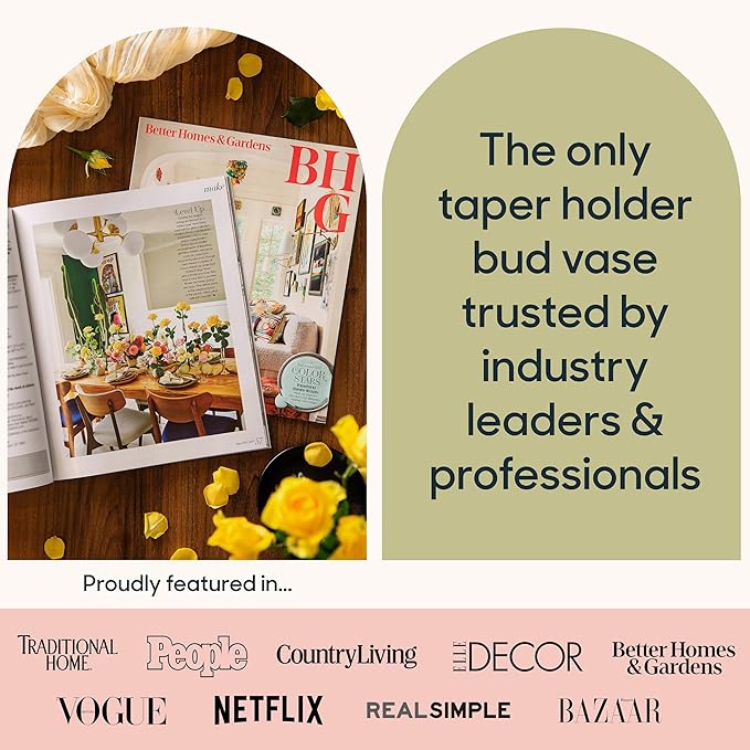 Base Vase (3-Pack) - The Bud Vase That Fits in Taper Candle Holders | Create Floral Arrangements for Tablescapes, Centerpieces, Weddings and Home Decor