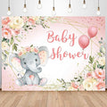 Elephant Baby Shower Backdrop for Girl Blush Pink Floral It's A Girl Baby Shower Party Decoration Photography Background A Sweet Little Peanut Banner Photoshoot Supplies 7x5ft