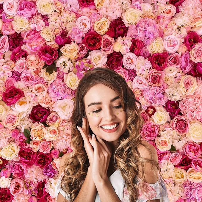 Roses Flowers Backdrop Valentine's Day Pink Red Rose Photography Background Various Floral Roses Backdrop for Anniversary Birthday Wedding Baby Shower Children Adults Photo Prop Backgrounds 5x4ft