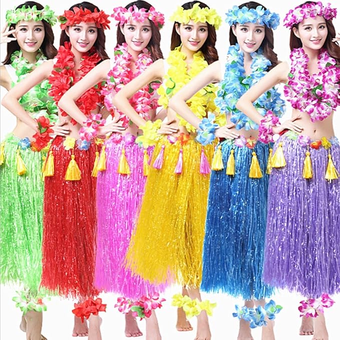 ALIMITOPIA Hawaiian Hula Leis Dance Wreath Garland Artificial Flowers Fabric Neck Loop for Luau Party Costumes (Pink;4pcs)