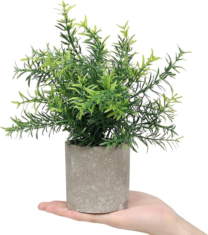 Flojery Mini Potted Plants Artificial Eucalyptus Boxwood Rosemary Greenery in Pots Faux Potted Herbs Small House Plants 8.3"-9" Tall for Indoor Greenery Tabletop Décor Centerpiece (Green)