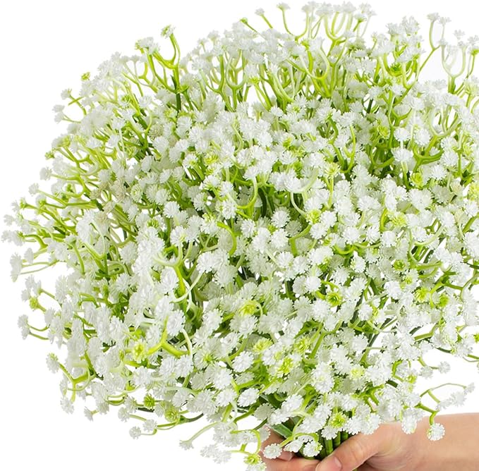 ASTRYAS 60Pcs Babys Breath Artificial Flowers, Baby Breath Flowers Artificial Bulk, Fake White Gypsophila Babies Breath Real Touch Flowers for Wedding Bouquet Floral Arrangement Party Home Decor