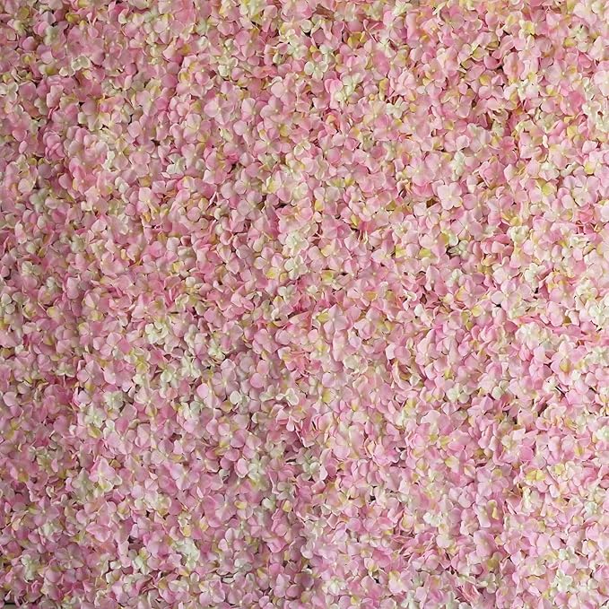 Efavormart 11 Sq ft. | Pink/Cream UV Protected Hydrangea Flower Wall Mat Backdrop - 4 Artificial Panels