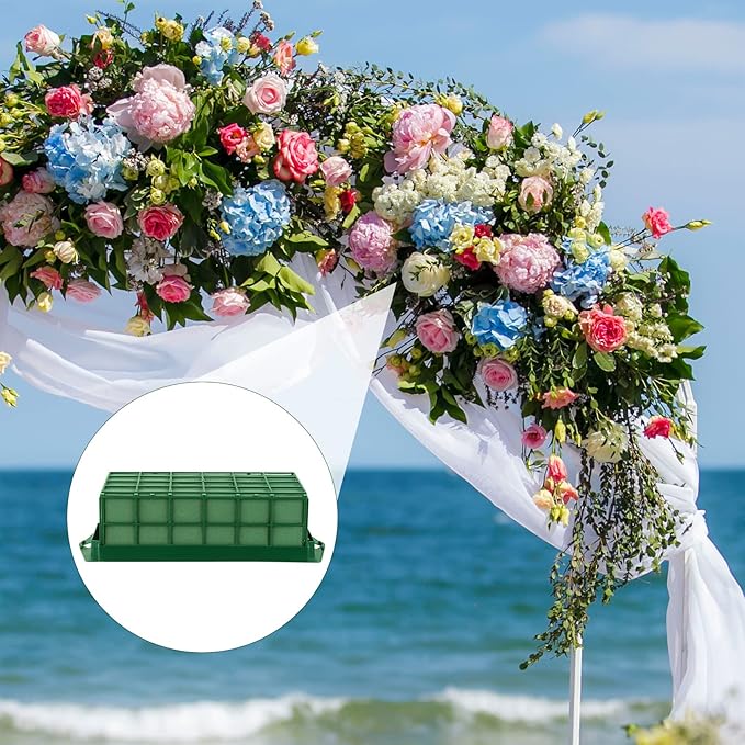 2 Packs Floral Foam Cage Rectangle Flower Cage Holders with Floral Foam Flower Arrangement Supplies for Fresh Flowers, Home Wedding Decorations, 11.8 x 4.3 x 3.1 Inches