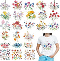 Kisston 24 Pcs Wild Flower Iron on Patches for Clothing Colorful Spring Summer Flowers Heat Transfer Stickers Decals Washable Iron on Transfers for T Shirts Appliques for Clothes DIY Pillows
