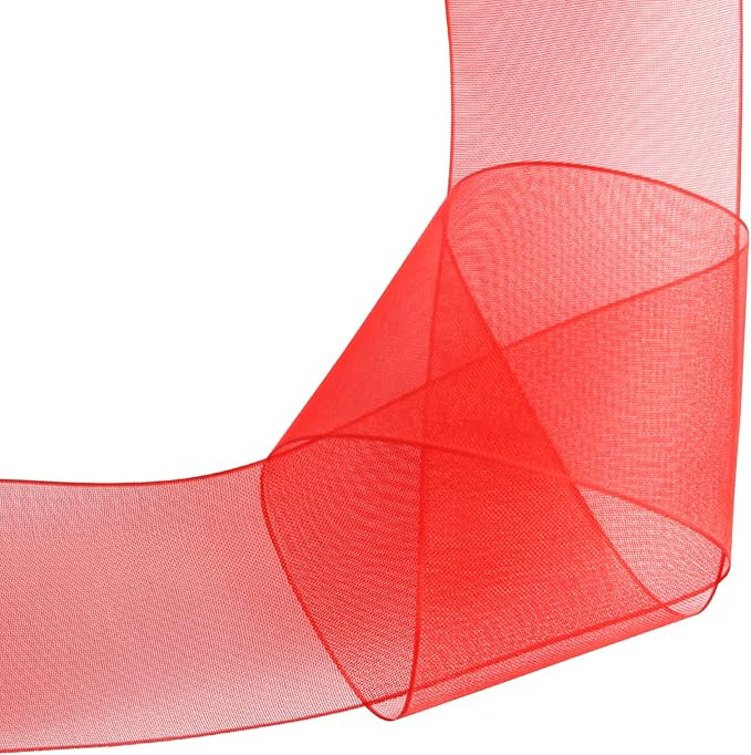 1-1/2 Inch Red Shimmer Sheer Organza Ribbon Sheer Chiffon Ribbon 50 Yards-Roll Multiple Colors Available for Gift Wrapping Wedding Events Christmas Décor
