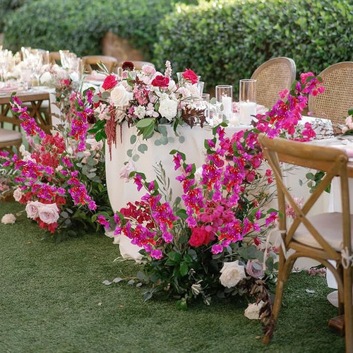 12PCS Bougainvillea Artificial Flowers 31.50" Long Stem Faux Silk Bougainvillea Branches Fake Hanging Flowers Vines for Wedding Arch Wall Outdoor Home Decoration (Fuchsia Mixed)