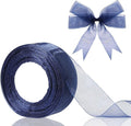 1.5 inch Sheer Organza Ribbon Navy Blue Chiffon Ribbon for Gift Wrapping Christmas Halloween Decoration Wedding Bouquet Crafts 50 Yards