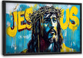 Banksy Jesus Large Wall Art Graffiti Framed Wall Decor for Living Room Pop Street Pictures Oversized Canvas Print Painting Modern Extra Large Framed Artwork for Bedroom Office 36"x24"