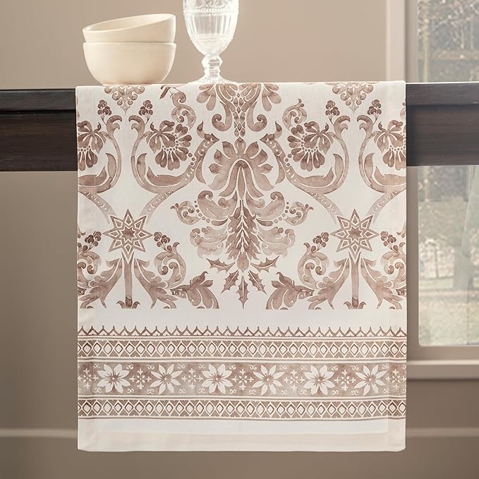 Maison d' Hermine Table Runner 100% Cotton Single Layer Table Runners 90 inches Long for Thanksgiving Christmas Decorations Home Kitchen Dining Party Wedding (Allure, 14.5" x 90")