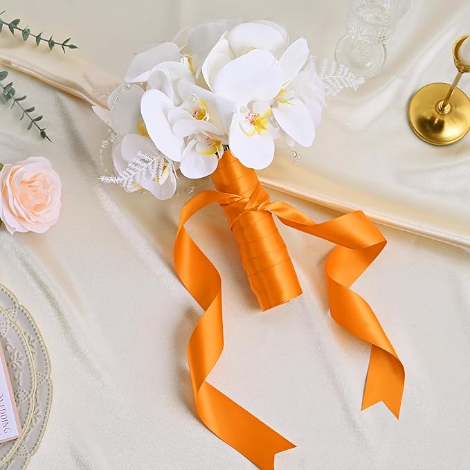 Double Face Autumn Orange Satin Ribbon 1-1/2 inch X 50 Yards Polyester Autumn Orange Ribbon for Gift Wrapping Very Suitable for Weddings Party Invitation Decorations and More