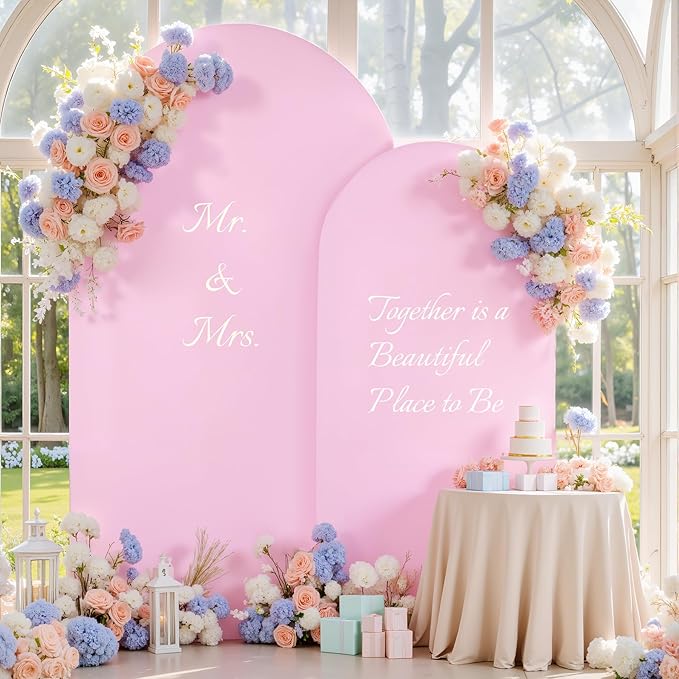Light Pink Arch Backdrop Cover Set of 2 Baby Pink Arch Cover 7.2 and 6ft Wedding Arch Cover Stretchy Backdrop Bridal Baby Shower Birthday Party Arches Stand Covers Spandex