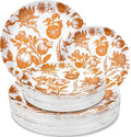 Suclain 60 Pcs Brown Fall Pomegranate Plastic Plates Thanksgiving Wedding Party Decoration Bulk 10.25'' 7.5'' Dessert Dinner Disposable Plastic Plates for Bridal Shower Party Supplies