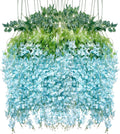 Artificial Wisteria Hanging Flowers-Fake Wisteria Flower Garland Silk Vines Rattan Decor for Home Wedding Arch Wall Garden Greenery Bedroom Outdoor Office Party Decoration(24, Blue)