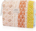 Floral Makeup Bag, Small Cosmetic Bag for Women Girls, Cute Cotton Makeup Bag, Quilted Makeup Bags, Flower Travel Toiletry Organizer Bag(Color-Coded Floral)