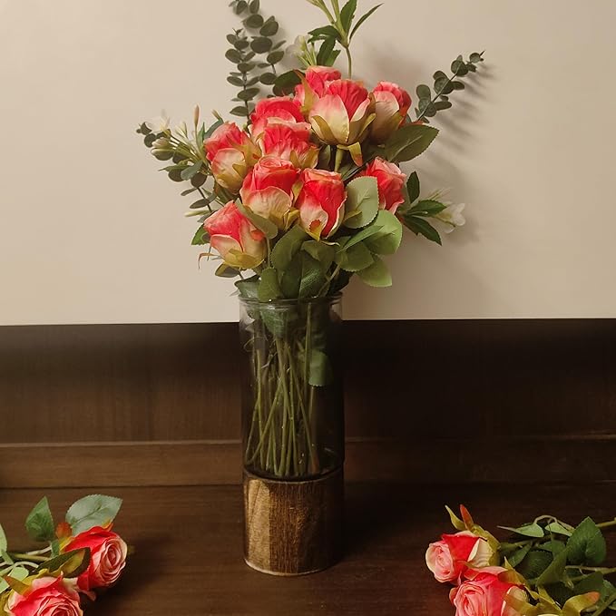 Artificial Roses 10 Pcs - Lifelike Single Stem Fake Roses with Natural Petal Texture,Fade-Resistant Silk Flowers for Wedding Decor,Home Vase Arrangements,Party Centerpieces(10, Deep Pink)