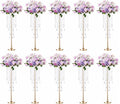 10 Pcs Tall Elegant Wedding Centerpiece Stand, Metal Flower Candle Holder with Chandelier Crystal, 29.5inch Gold Flower Vase,for Wedding Party Birthday Christmas Home Décor