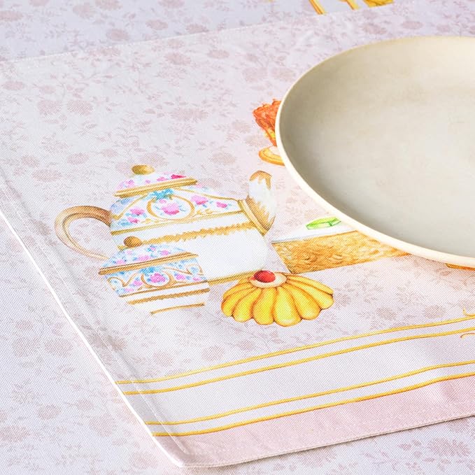 Maison d' Hermine Place Mats 100% Combed Cotton Premium (13 Inch x 19 Inch) Decorative Cloth Place Mat Washable Dinner Placemat, Dinner, Wedding & Dining, Pastries (Set of 4)