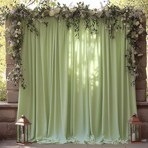 10x10ft Wrinkle Free Sage Green Backdrop Curtain for Parties Soft Fabric Drapes Wedding Curtain Backdrop for Birthday Party Decorations Background for Photography 5x10ft, 2 Panels