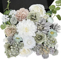 Artificial Flowers Combo Box, Fake Silk Foam Flower Mix with Wire Stem, DIY Wedding Bridal Bouquet Shower Party Home Décor (30-40 Pieces) (Dusty Green)